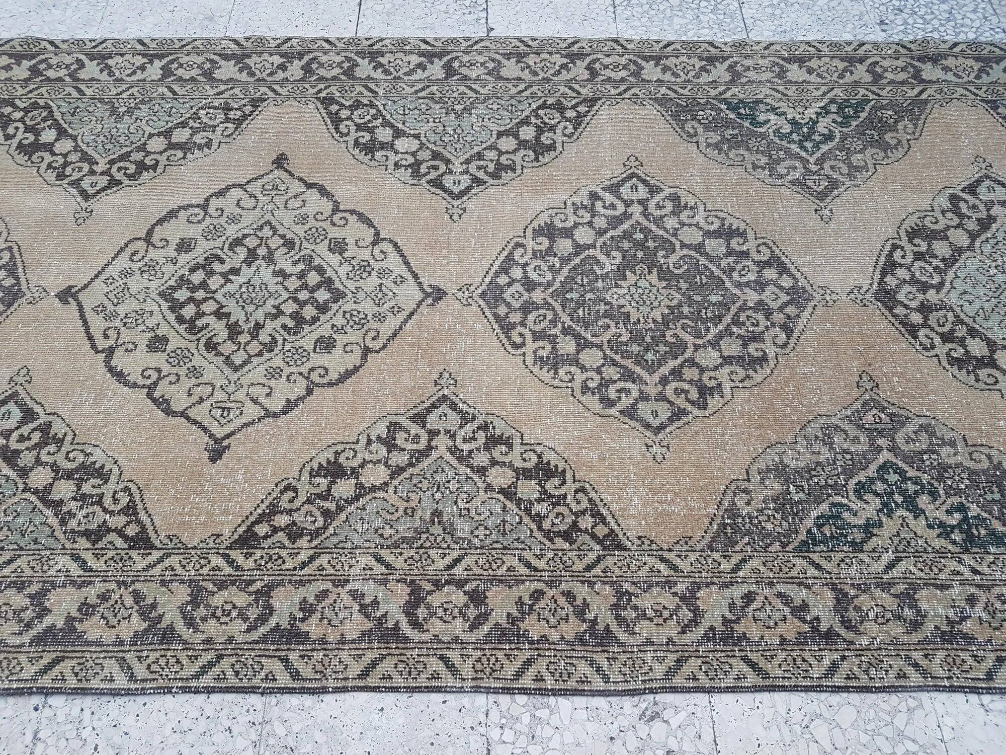 Vintage Turkish hallway rug 143x391 cm