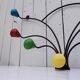 Wall-mounted coat rack with coloured balls, 50s design, vintage
