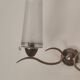 Two-light wall sconce in gilded metal with opaque glass shades, 1950/1960