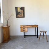 Modernist 50s oak metal desk
