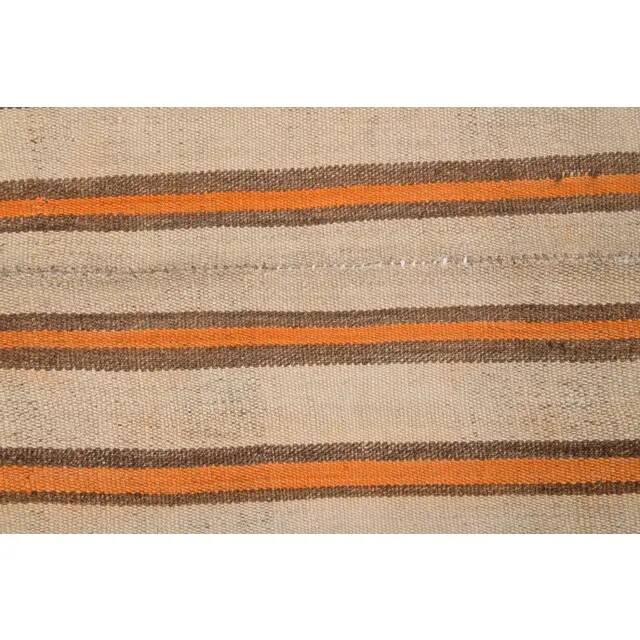Vintage Turkish Hand-Knotted Wool Cotton Beige Kilim Area Rug 140x184