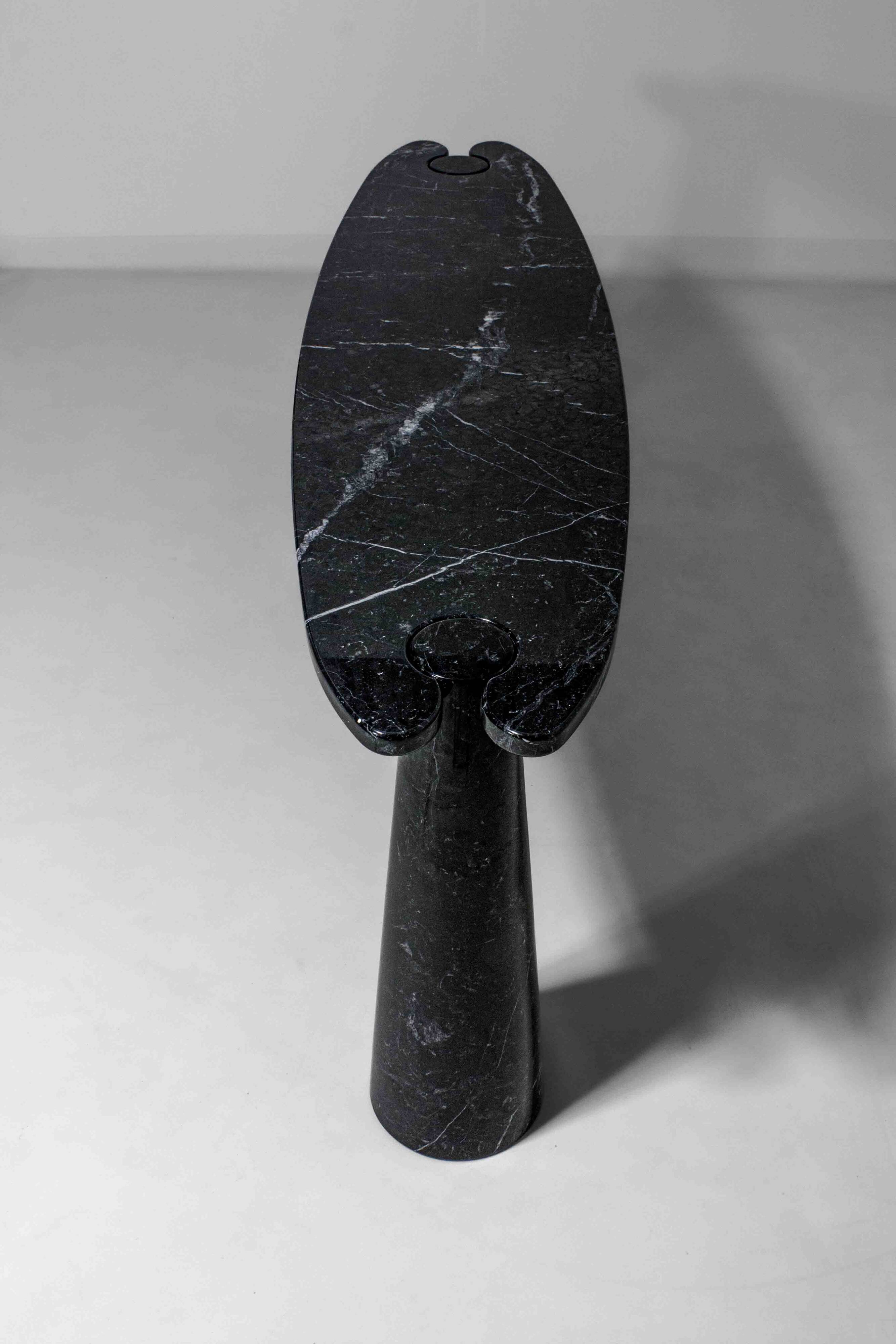 'Eros' console table in black marquina marble by Angelo Mangiarotti