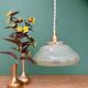 Vintage green and gold glass lampshade pendant light