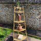 Étagère d angle style Audoux Minnet en rotin vintage 1950
