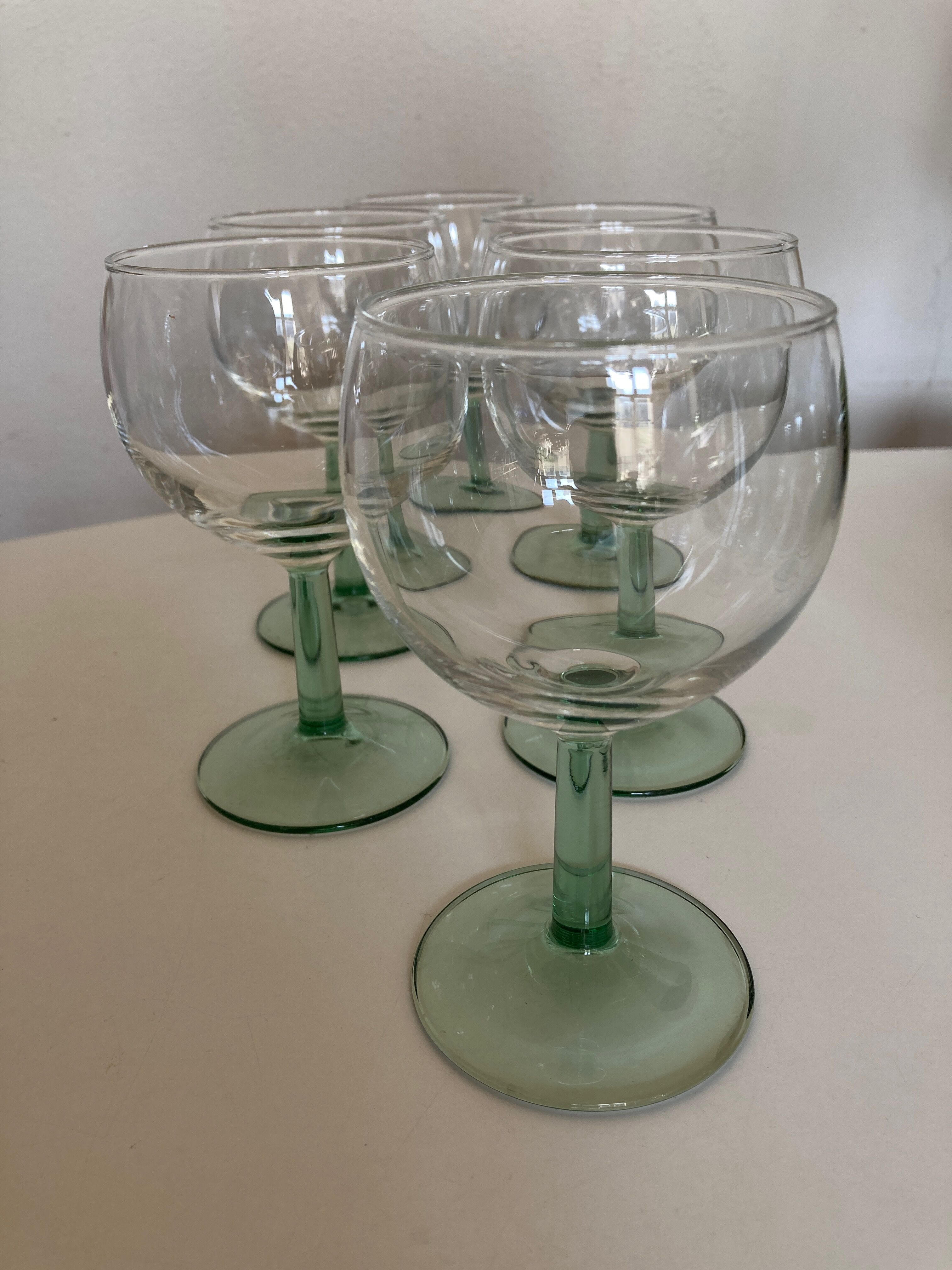 Set of 6 glasses green foot ball 14cm 1970