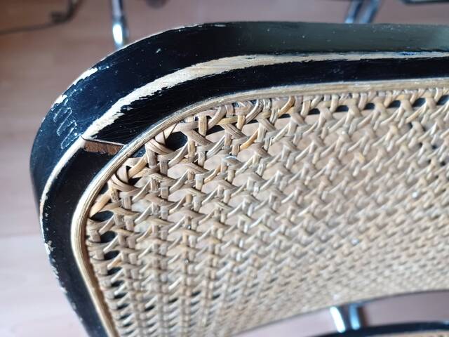 Set of 5 B32 Cesca chairs black lacquer by Marcel Breuer 80s Made in Italy