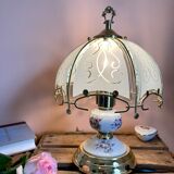 Lampe dorée pied porcelaine style tiffany