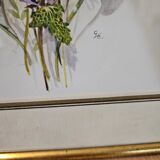 Lithograph bouquet of wild flowers in gilded frame