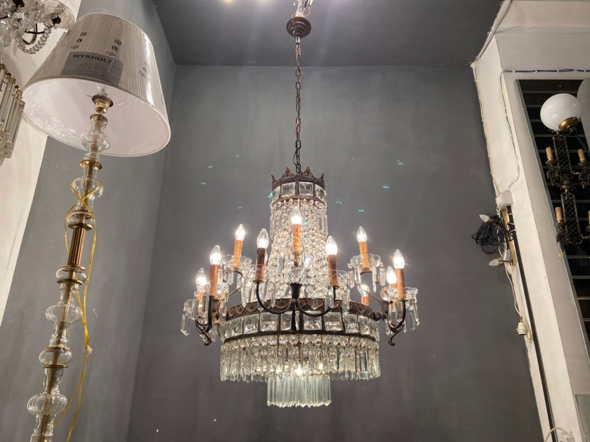 Lustre italien en cristal, années 1940