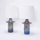 Tall Mid-Century Modern Danish Blue Table Lamps from Soholm, Set of 2