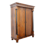 Biedermeier Armoire, Walnut Veneer and Full Columns, Austria, circa 1820