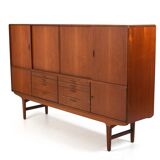 High Quality Danish Highboard with Brass Handle Inlays 1950s