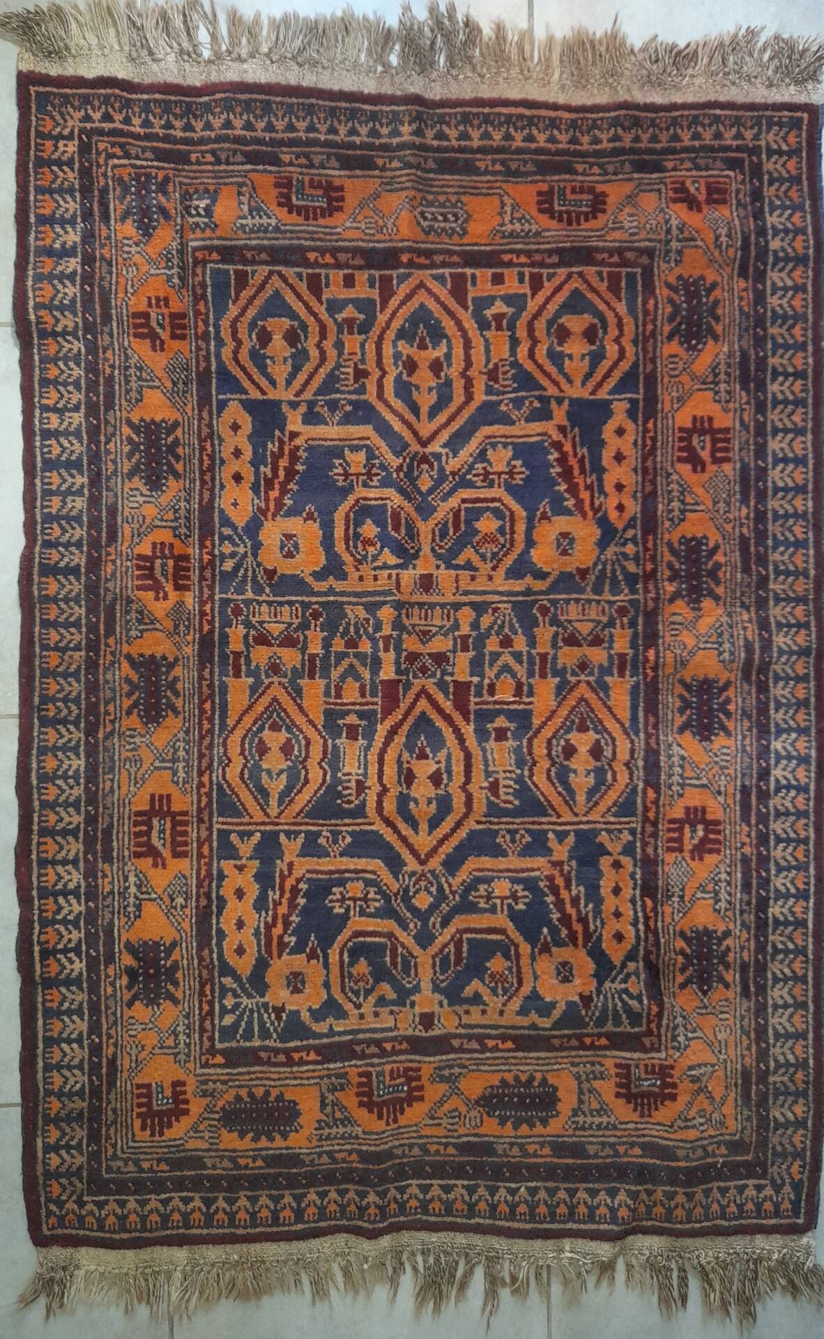 Balouch rug 140x96 cm handmade vintage orange