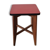Wooden stool and red formica