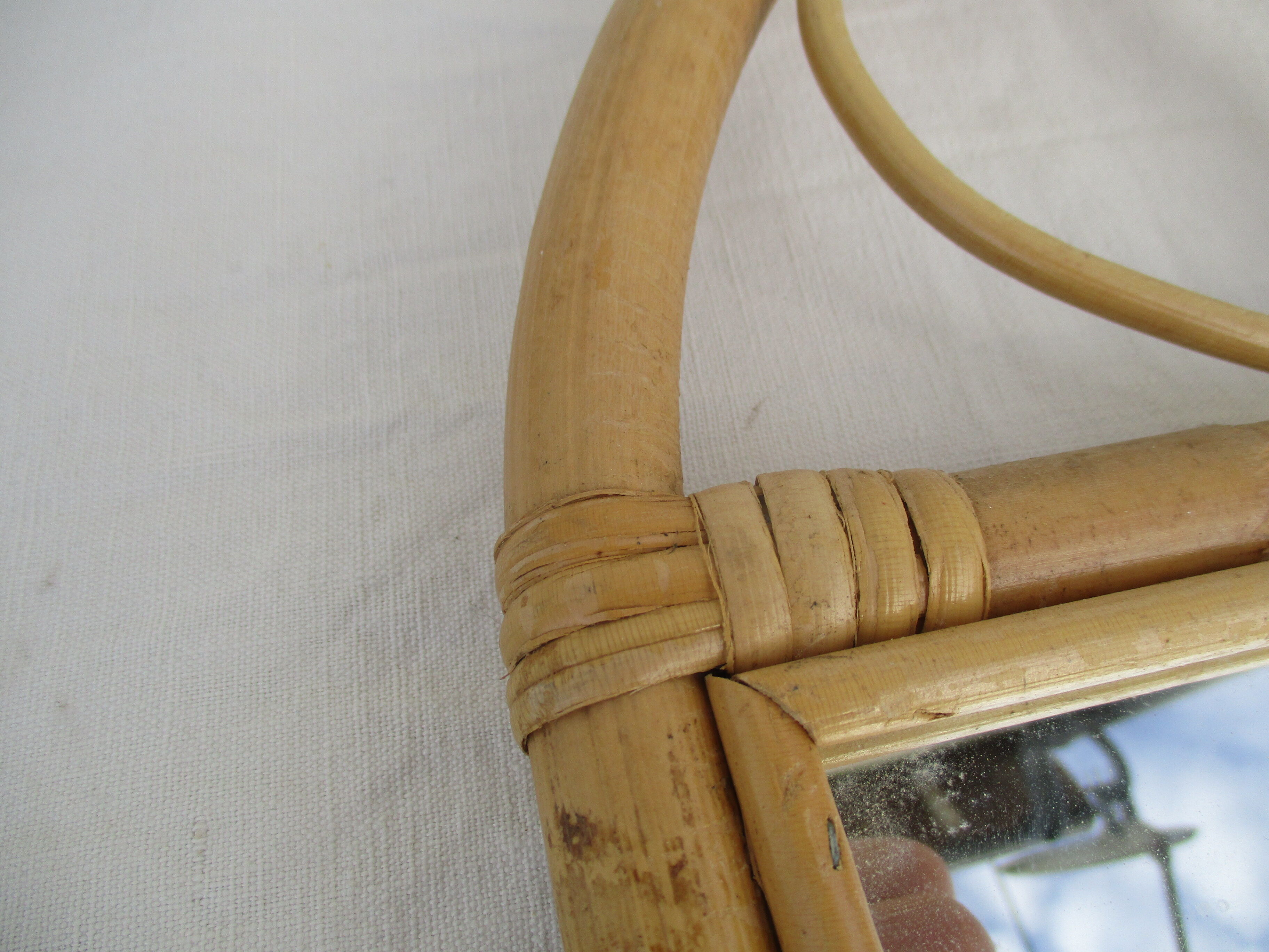Mirror in bamboo and vintage rattan deco, 61x37 cm