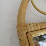 Mirror in bamboo and vintage rattan deco, 61x37 cm