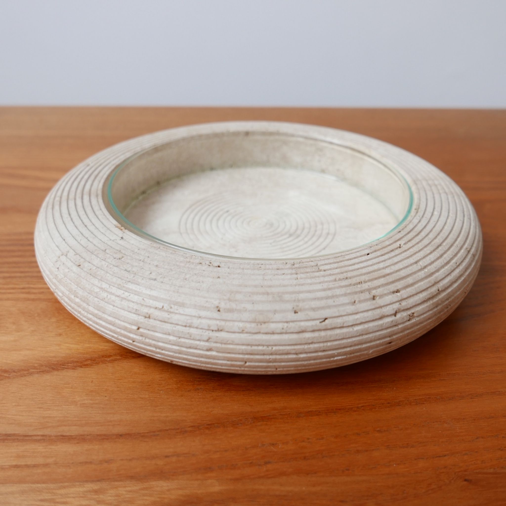 Travertine and glass bowls