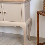 Small accent furniture / cream beige chest of drawers natural wood – chic style