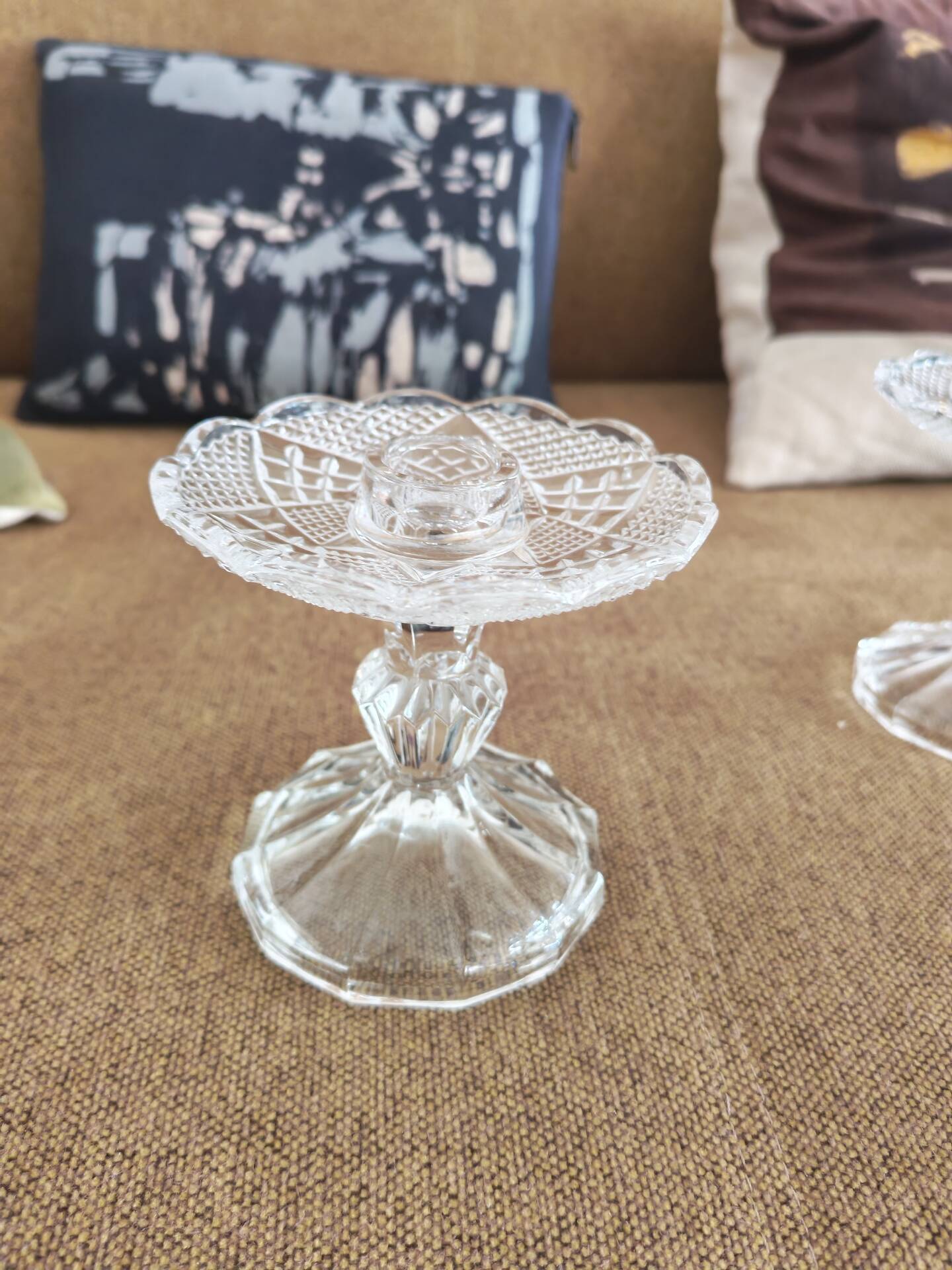 Set of 2 vintage crystal candle holders