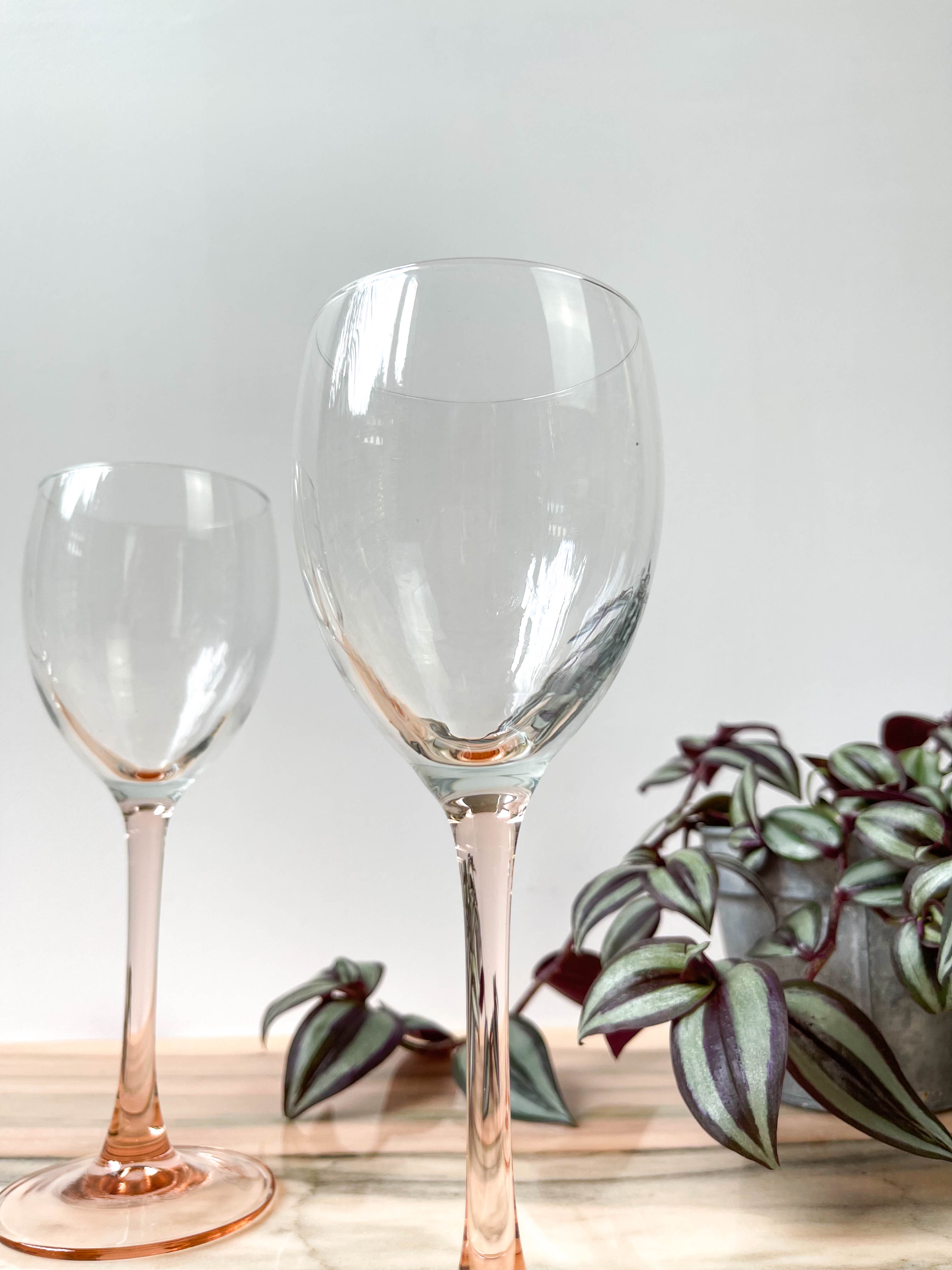 6 glasses of wine white foot pink vintage luminarc model "rosé"