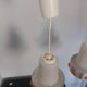 Pair of 1970s Space Age glass and aluminum lamps