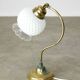 Mid Century Italian Table Lamp in Brass and Etched Glass