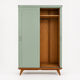 Armoire parisienne penderie 1960 vert grisé rénovée 