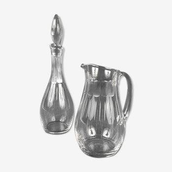 Ensemble composé d’une carafe et d’un broc en cristal du même modèle