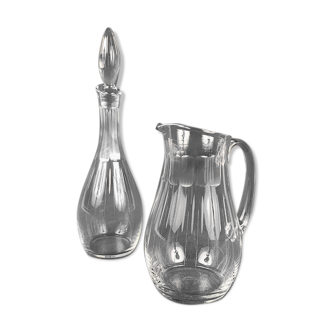 Ensemble composé d’une carafe et d’un broc en cristal du même modèle