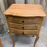 Pair of Louis XV style bedside tables with raw wood appearance
