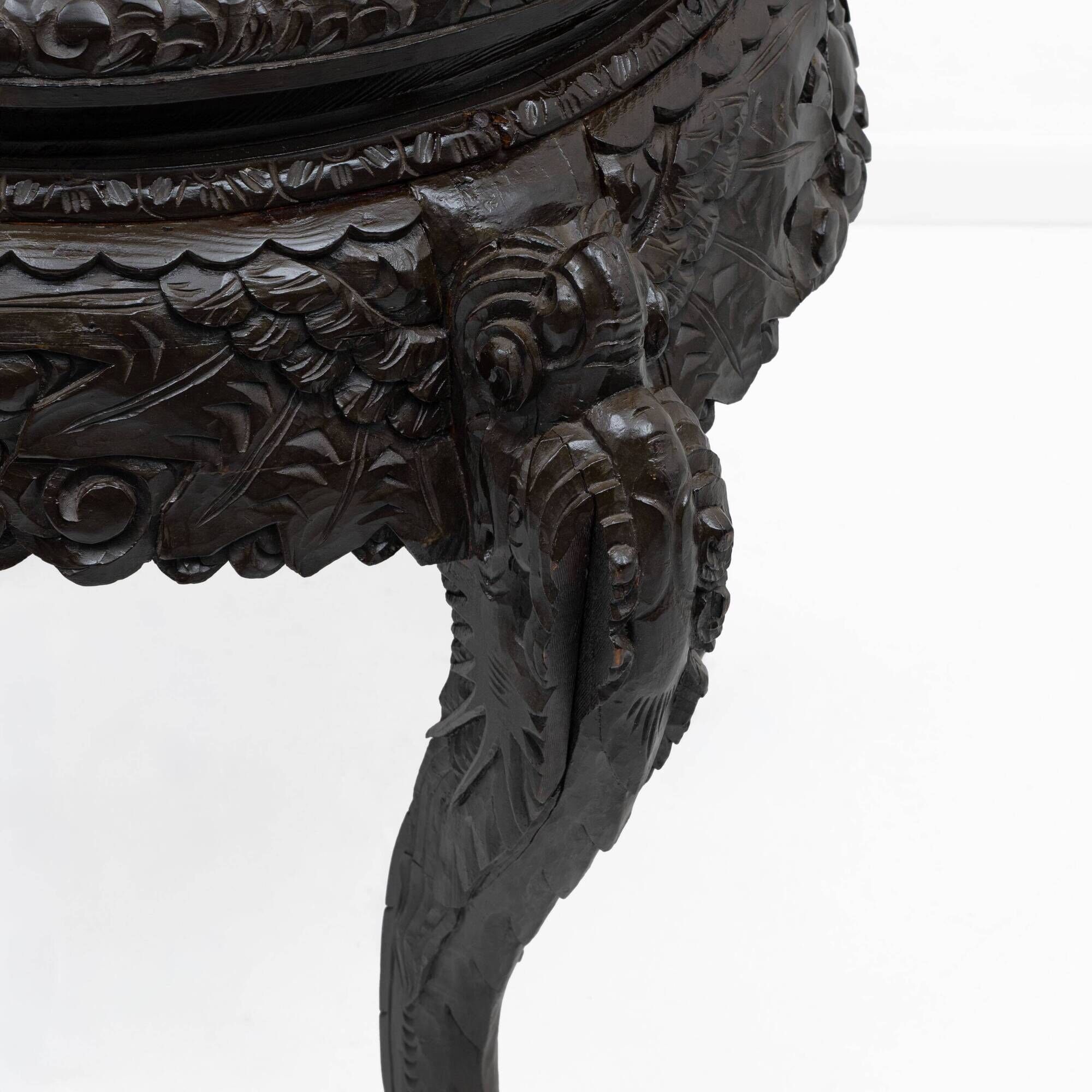 Chinese Qing Dynasty Carved Dragon Table, Ebonized Hardwood