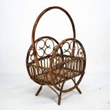 Italian Bamboo & Rattan Magazine Rack, 1950s