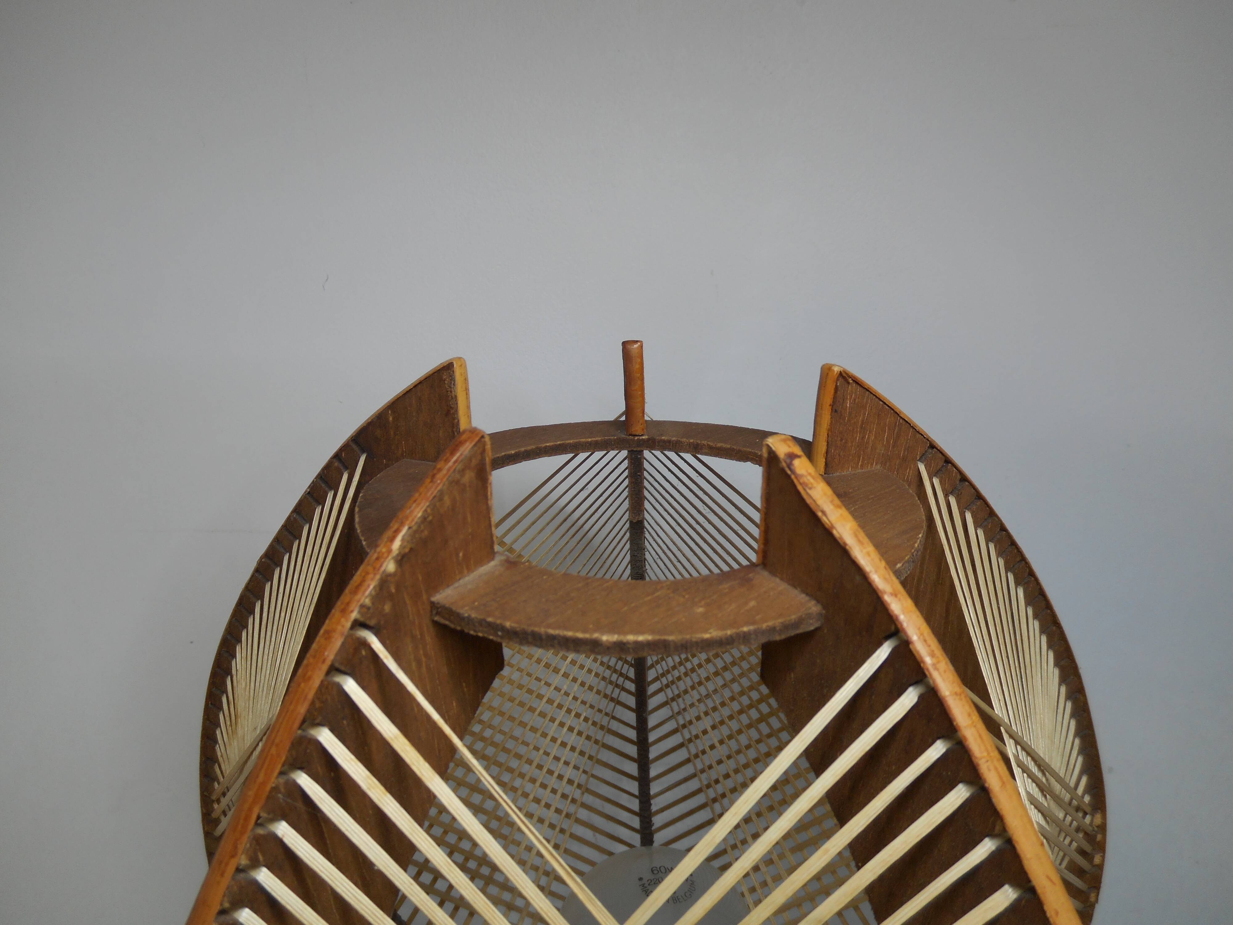 Lampe scandinave vintage bois et métal chromé