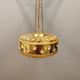 Ceiling-hanging lamp in glass with prisms and metal details