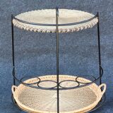 French iron and wicker bar cart from the 1950s