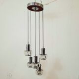 Cascade chandelier - vintage - steel and glass