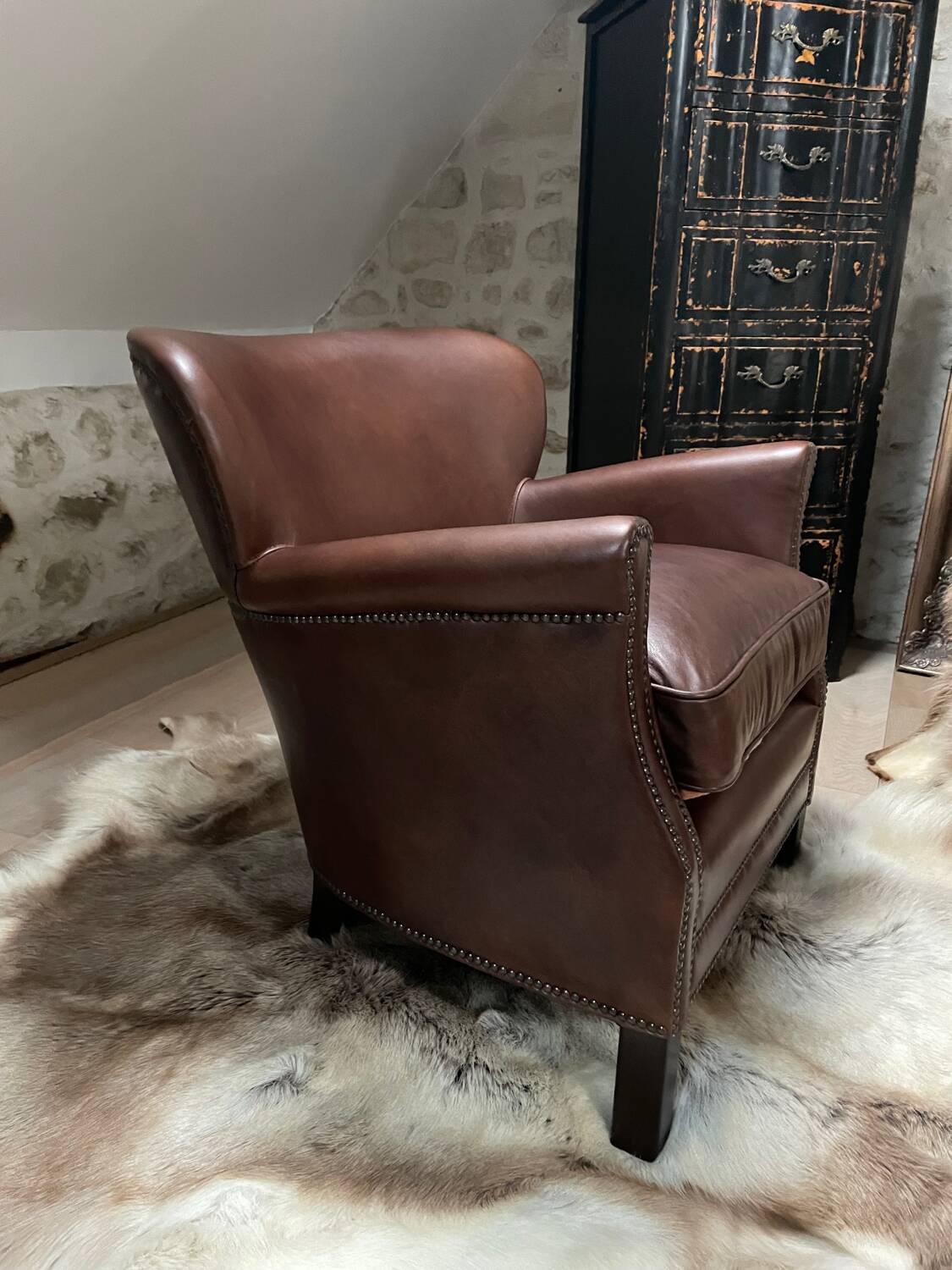 Fauteuil club en cuir