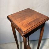 Vintage dark wood side table with curved base