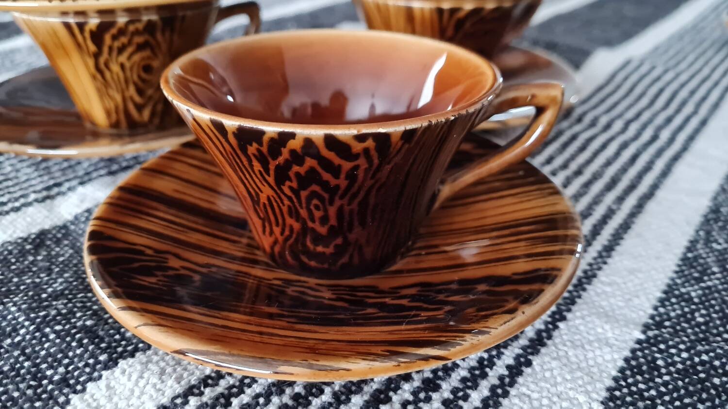 Mahogany Sarreguemine Coffee Cups