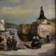 Oil on panel mid-20th century Breton landscape Concarneau