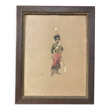 Louis vallet (1856-1940), non-commissioned officer of the guides, 1869 framed watercolor