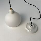Pair of old pendant lamps in vintage opaline 14cm
