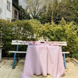 Tablecloth 100% Belgian linen and embroidered by hand