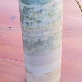 Designer lamp from the 70s in almond green onyx with original fabric shade