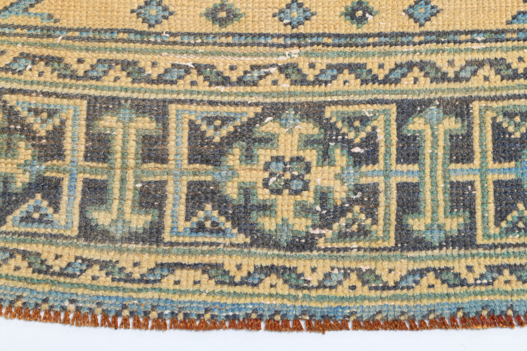 Pale orange & blue turkish runner rug 72x341cm