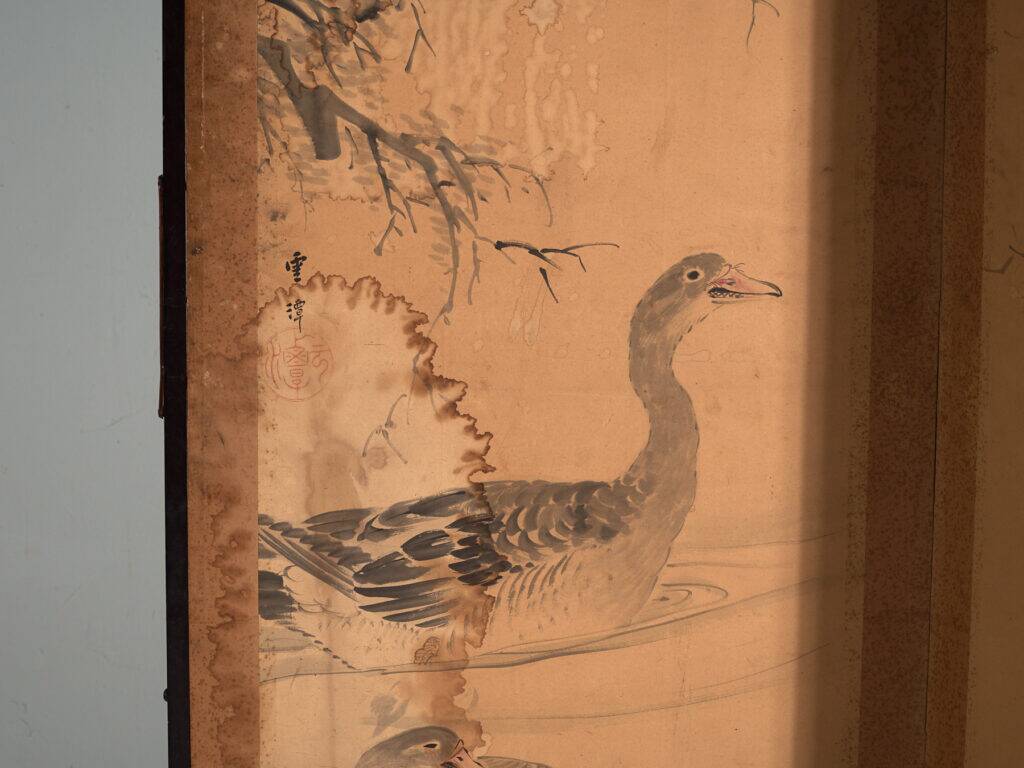 Antique Japanese six-panel screen with box – Japan, circa 1900