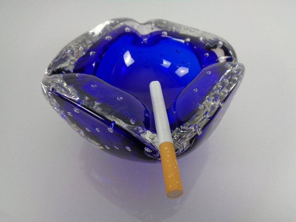 Blue Sommerso Murano Glass Ashtray, Italy, 1960s