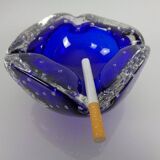 Blue Sommerso Murano Glass Ashtray, Italy, 1960s