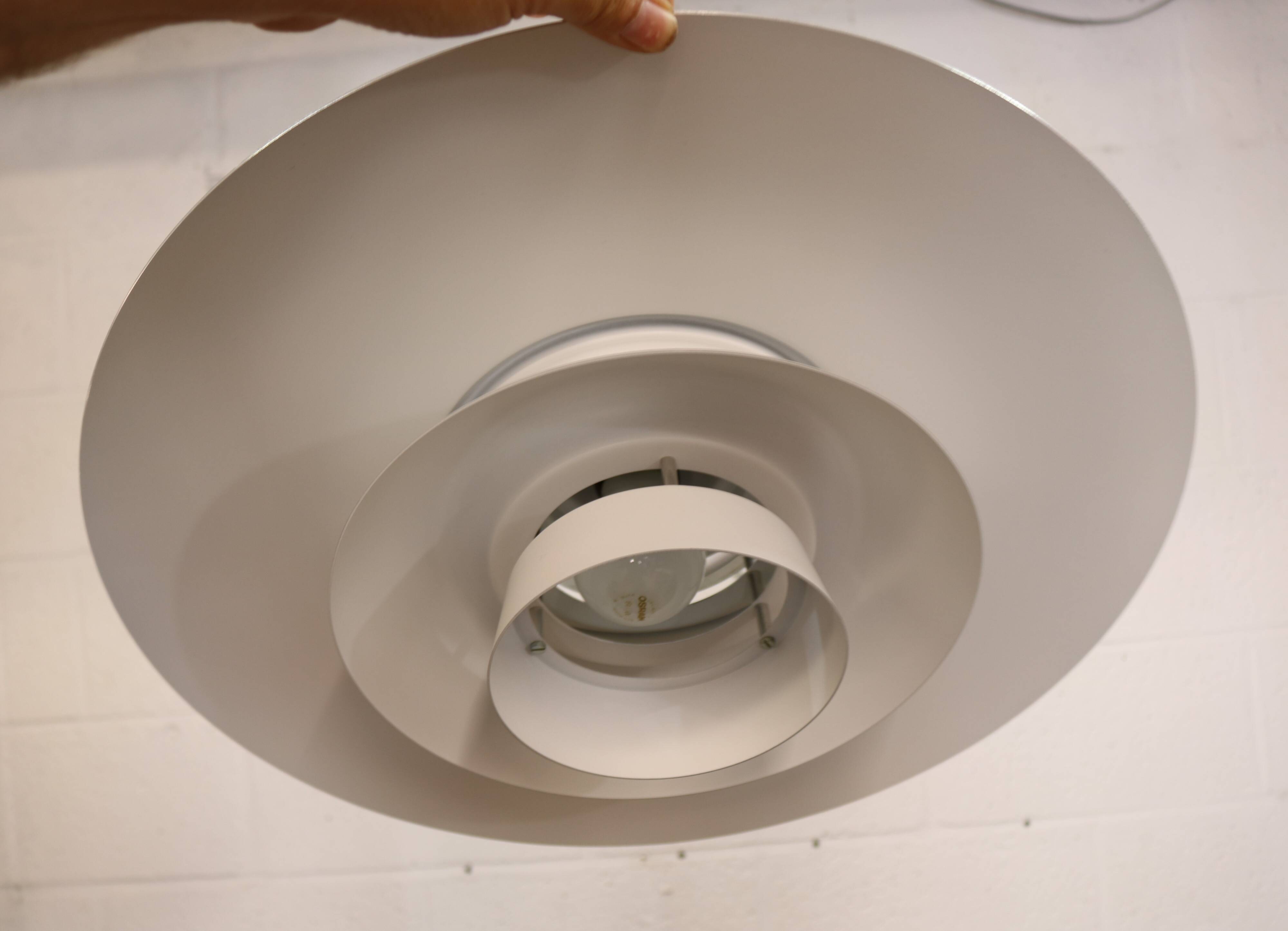 Vintage David Mogensen White Pendant Lamp, Super Light A/S, Danish Mid-Cent
