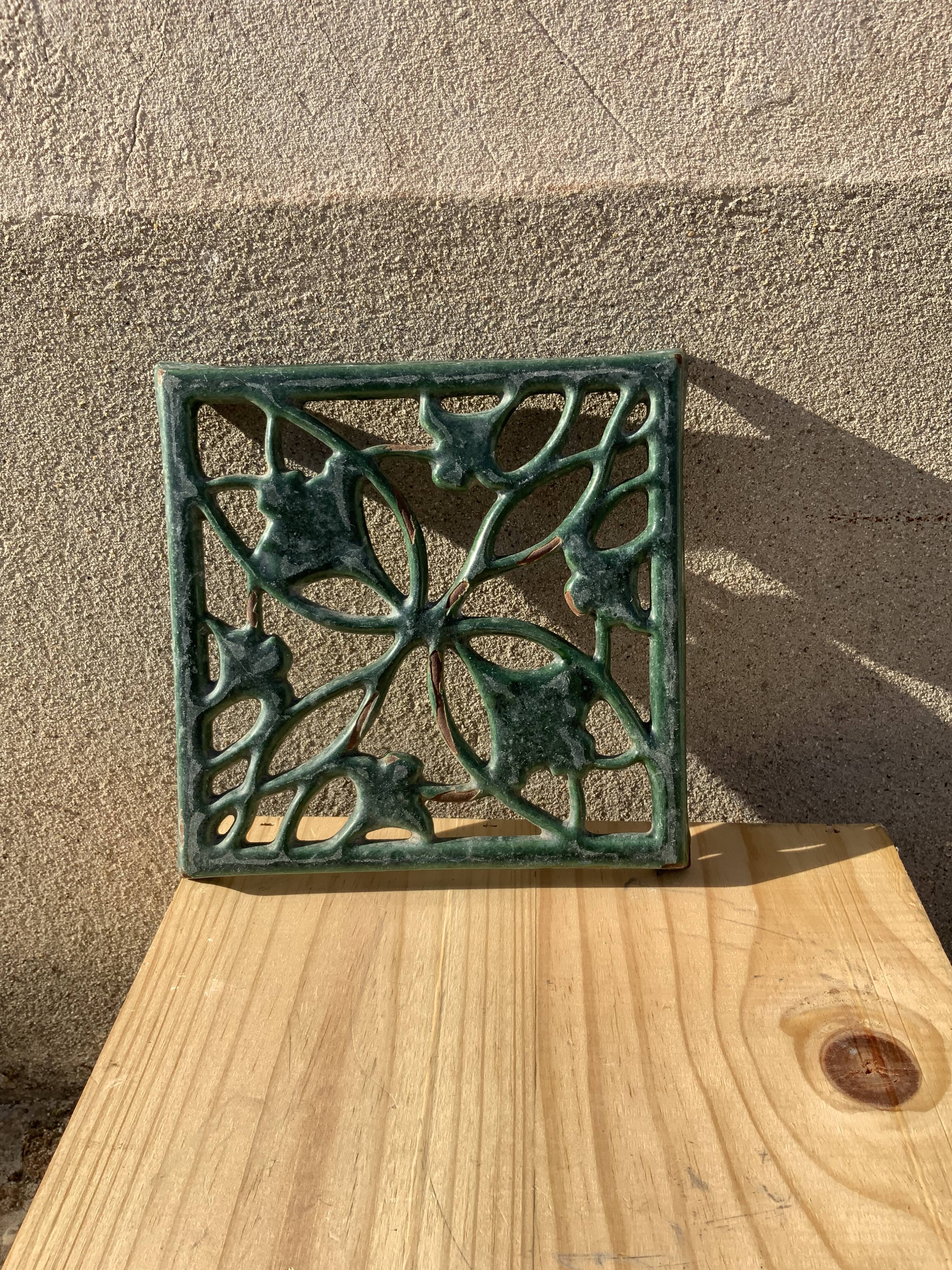 Antique cast iron green enamelled cast iron vintage tableware